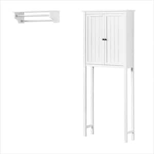 Dover 27 in. W Over Toilet Hutch Space Saver with 2-Doors, 27 in. W Bathroom Shelf with 2-Towel Rods in White