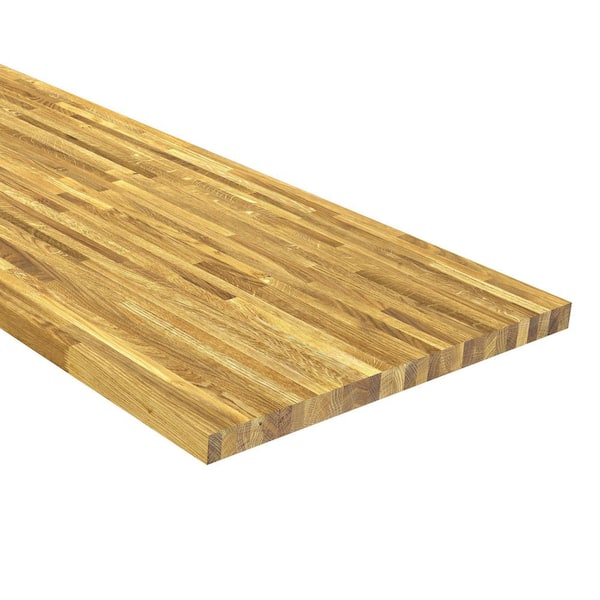 10 ft. L x 25 in. D Unfinished Oak Solid Wood Butcher Block Countertop with Eased Edge