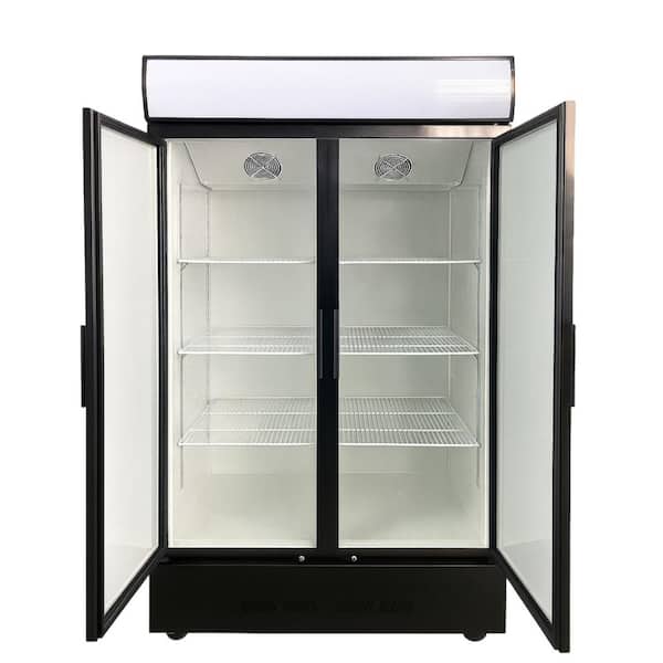 39 in. W 22 cu. ft. NSF 2-Glass Door Commercial Refrigerator Merchandiser Cooler in Black