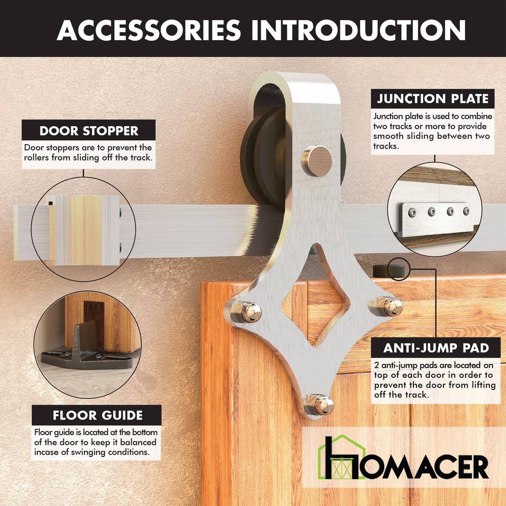 Brushed Nickel 48-Inch Diamond Design Barn Door Hardware Kit