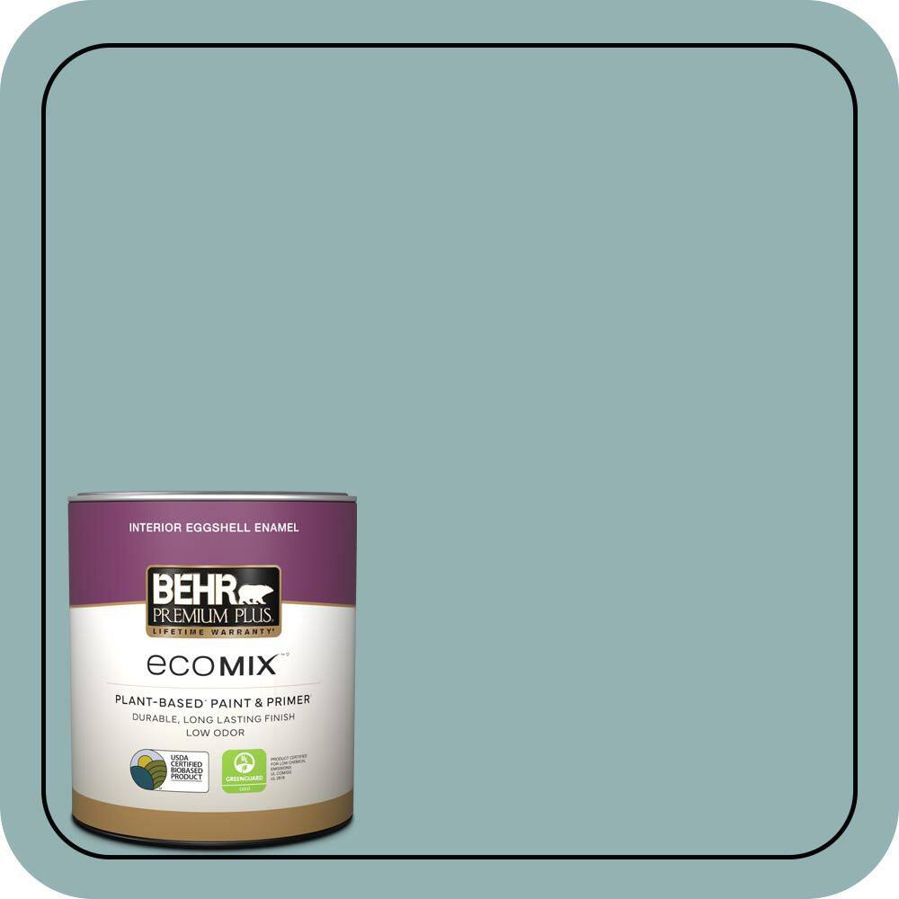 BEHR PREMIUM PLUS 1 qt. #500F-5 Gulf Winds Eggshell Enamel EcoMix Plant ...