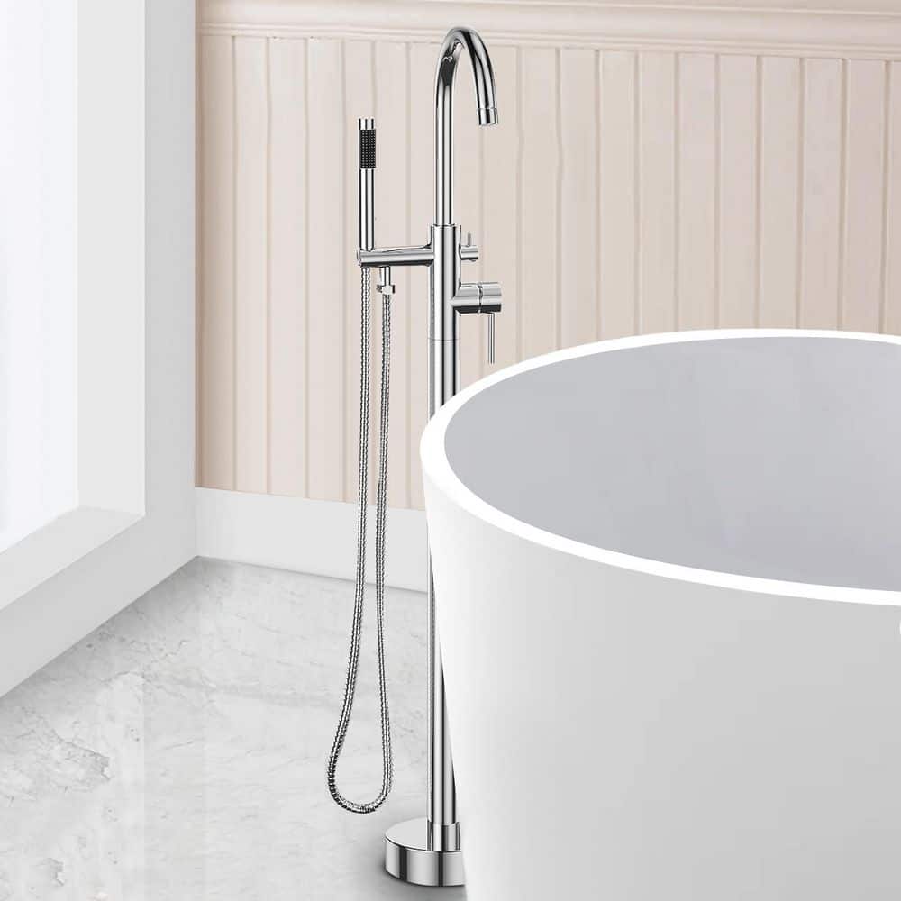 High Arch Single-Handle Freestanding Tub Faucet Bathtub Filter with Handheld Shower in Chrome price history on PriceWatchPro