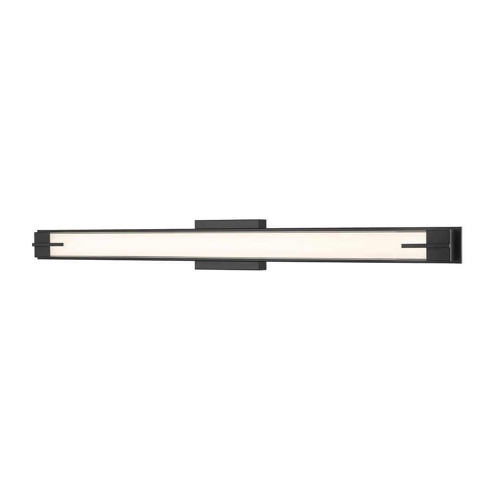 Chase 43 in. 1-Light Matte Black LED Vanity with Gloss Opal Shade