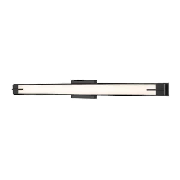 Unbranded Chase 43 in. 1-Light Matte Black LED Vanity with Gloss Opal Shade
