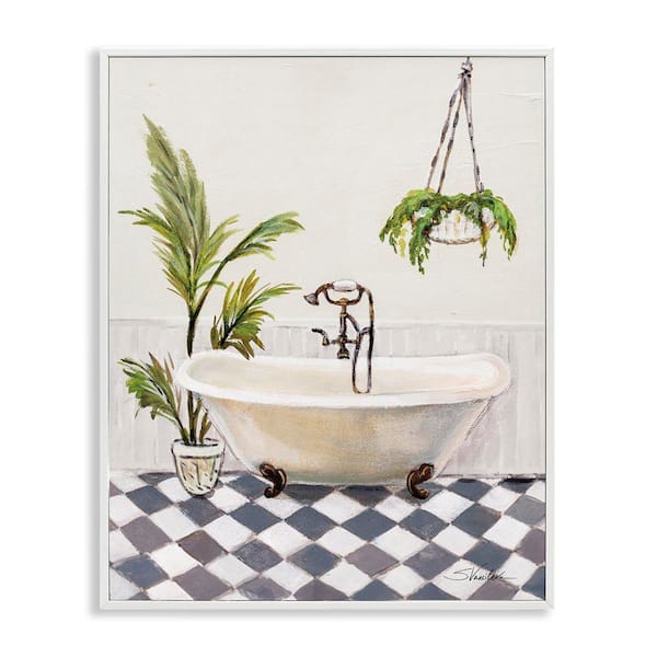 Stupell Industries Crisp Cottage Bathroom by Silvia Vassileva White Framed Nature Giclee Art Print 14 in. x 11 in.