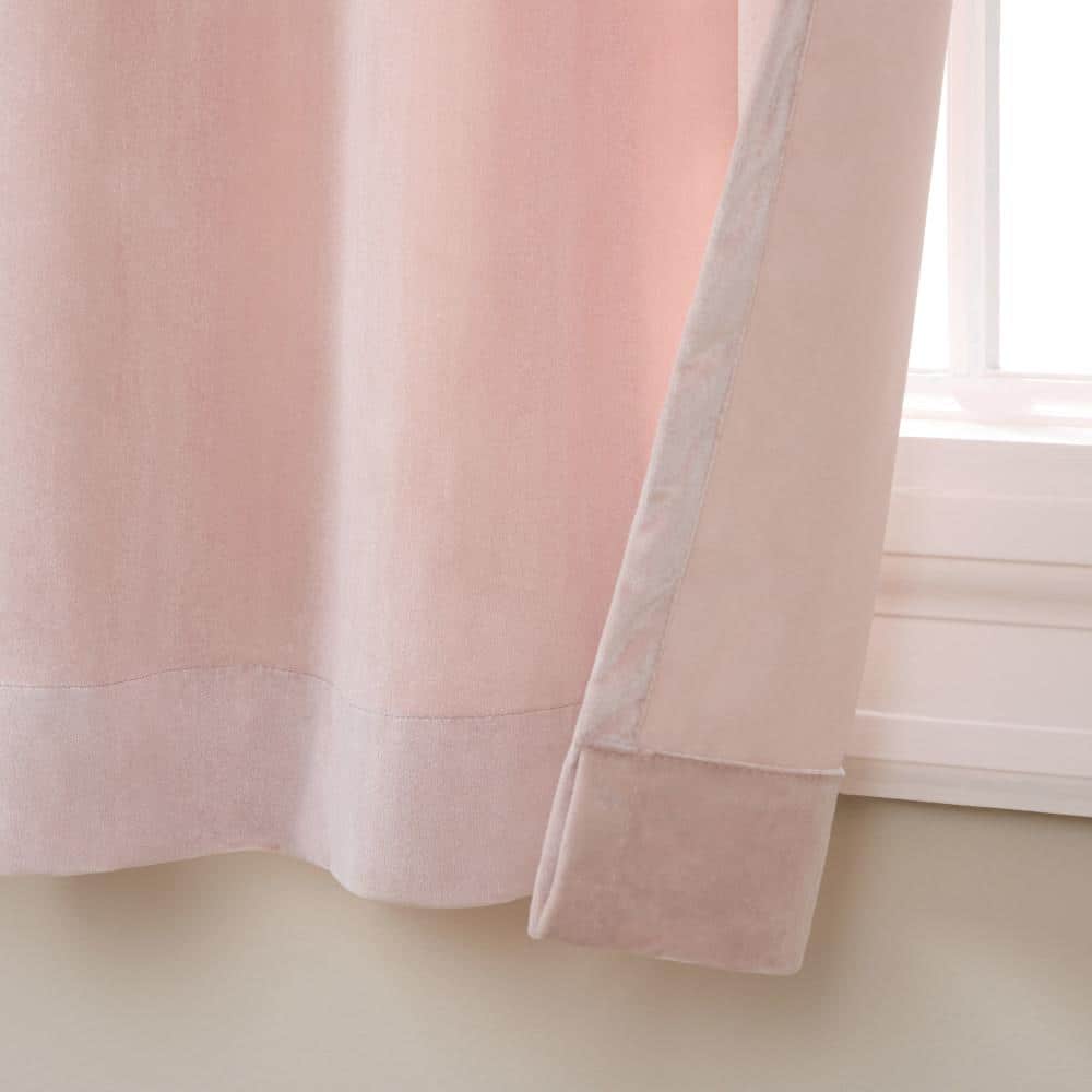 Blush Velvet Pleated Light-Filtering Indoor Curtain Pair - 96" Length