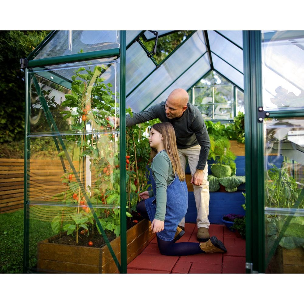 Hybrid Green Polycarbonate and Aluminum Walk-In Greenhouse