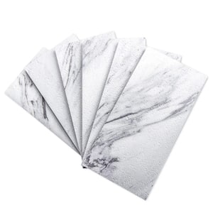 White Granite 6 in. x 3 in. PVC Peel and Stick Tile for Kitchen Bathroom, Stick on Subway Tile (12 sq. ft./Box)