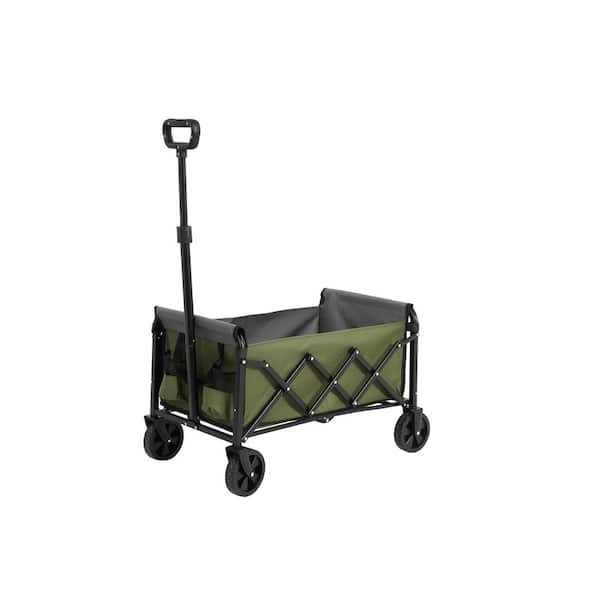 2.47 cu. ft. Steel Garden Cart in Army Green for Grocery, Camping, Shopping, Sports, Garden
