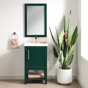 Taylor 20 in. W x 15 in. D x 34 in. H Bath Vanity in Forest Green with Ceramic Vanity Top in White with White Sink