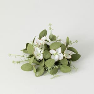 7.5 in. White Artificial Dogwood Half Orb