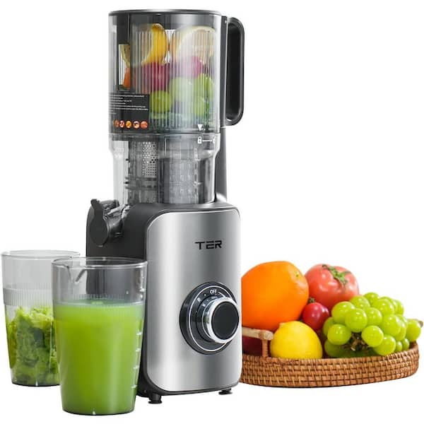 200 W 49 oz. Stainless Steel Masticating Juicer Machine with Slow Masticating for Whole Vegetables and Fruits, Black