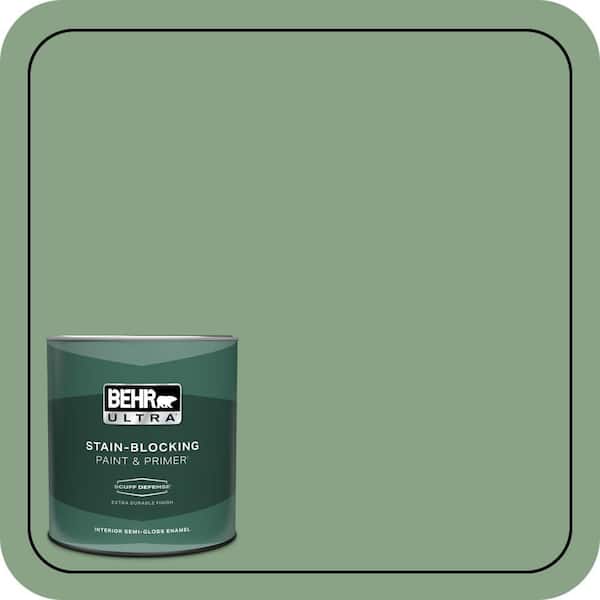 BEHR ULTRA 1 qt. #S400-5 Gallery Green Extra Durable Semi-Gloss Enamel Interior Paint & Primer