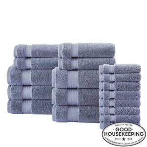 Egyptian Cotton 18-Piece Bath Towel Set in Steel Blue