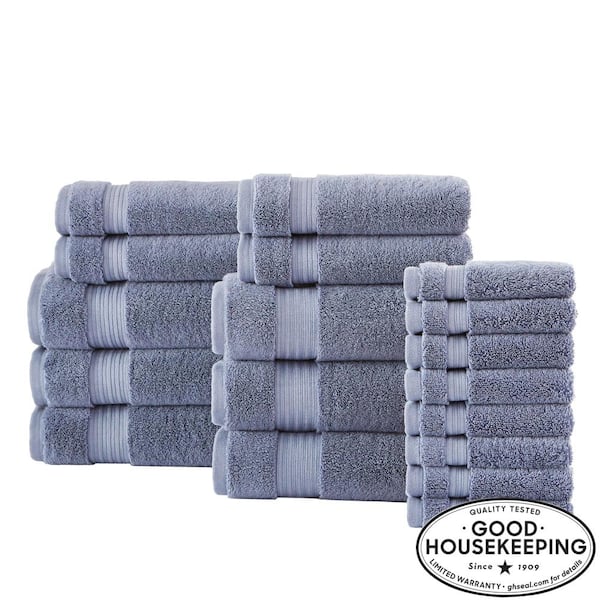 Home Decorators Collection Egyptian Cotton 18-Piece Bath Towel Set in Steel Blue