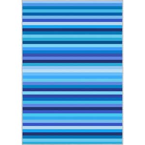 Crayola Stripe Blue 5 ft. x 7 ft. Area Rug