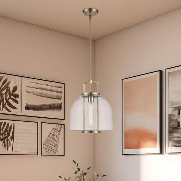 Bel Air Lighting Rhapsody 11.75 in. 1-Light Gold Pendant Light Fixture with Clear Glass Shade