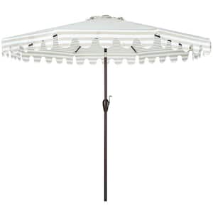 Outdoor Market Umbrella 9 ft., 100% Polyester, Water Repellent, UV Fade Resistant, Stripe Beige White