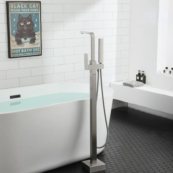 Single-Handle Freestanding Tub Faucet with Hand Shower in. Brushed Nickel