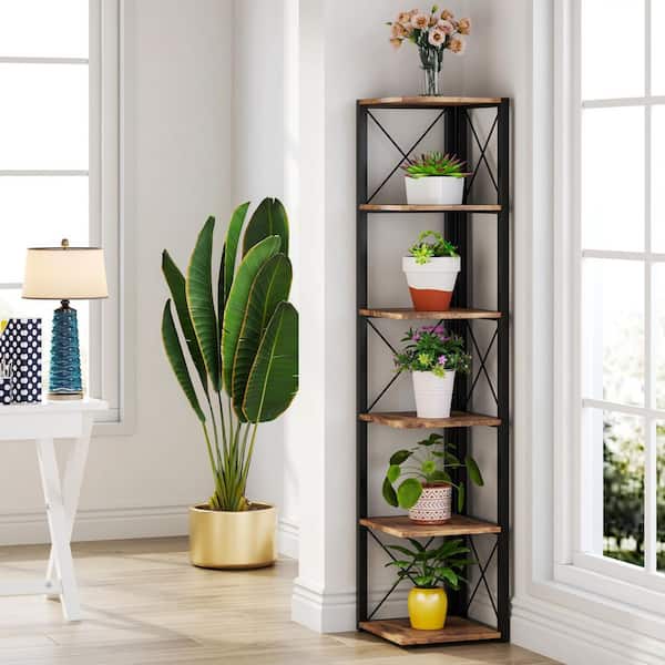 Tribesigns 5-Tier Corner Shelves Small Bookshelf Bookcase,Corner Plant Stand - White