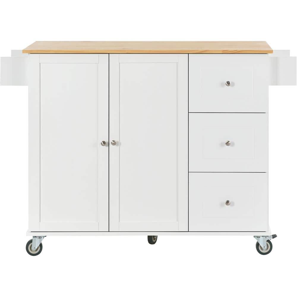 JimsMaison White Solid Wood Kitchen Cart with JMKKKC06WH The