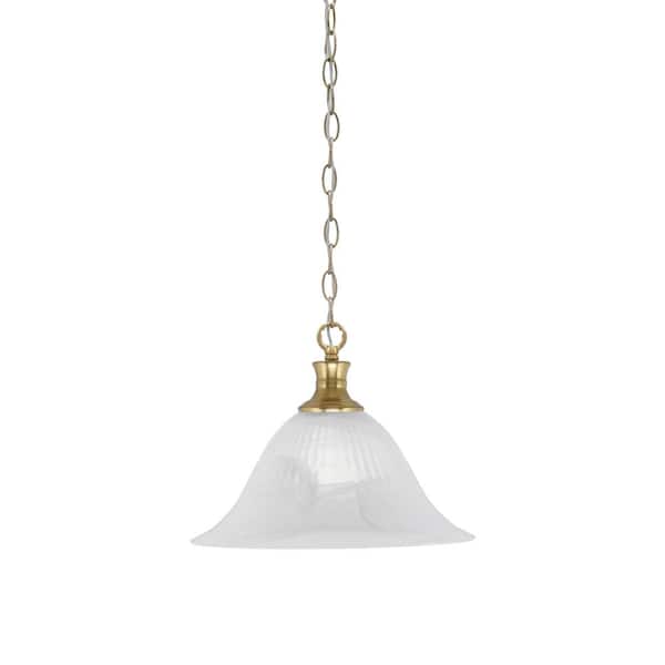 Unbranded Peabody 60-Watt 1-Light New Age Brass Shaded Mini Pendant Light with Glass Shade