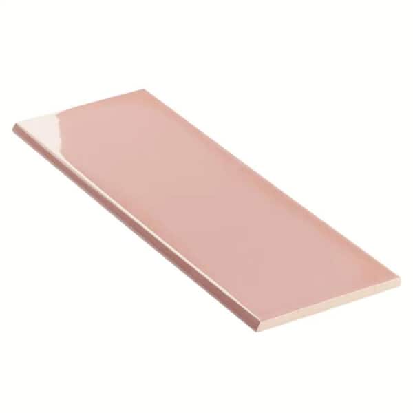 Remington Pink 3.93 in. x 11.81 in. Polished Porcelain Wall Bullnose Tile