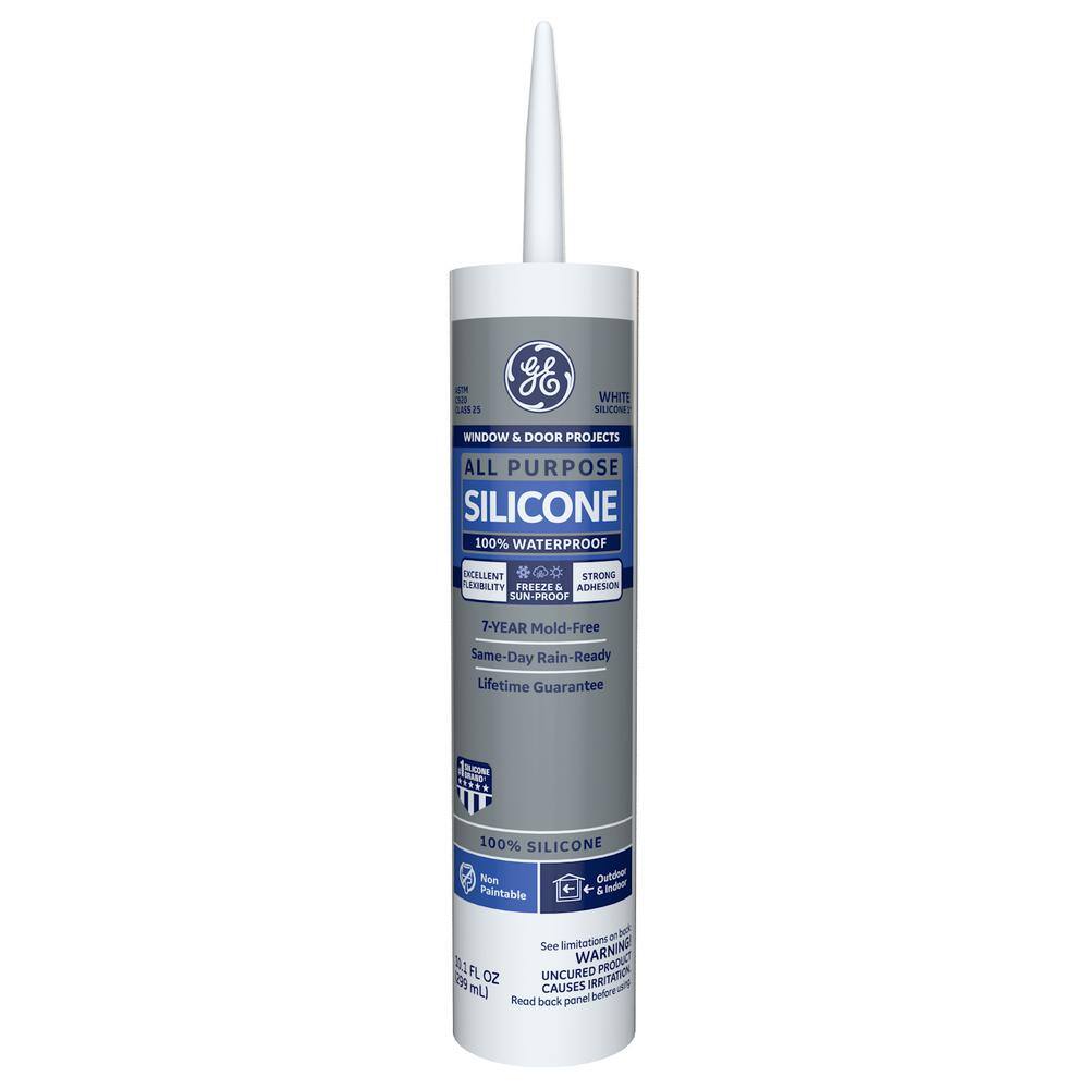 Ge Silicone 1 10 1 Oz White All Purpose Caulk 2708912 The Home Depot