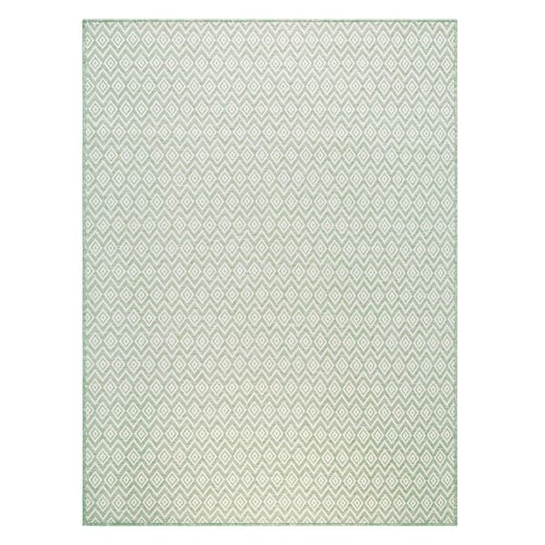 Corin Small Diamonds Green Indoor/Outdoor 8 ft. x 10 ft. Polypropylene Area Rug