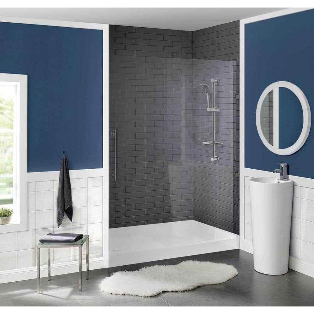 Voltaire 60" x 36" White Acrylic Single-Threshold Shower Base