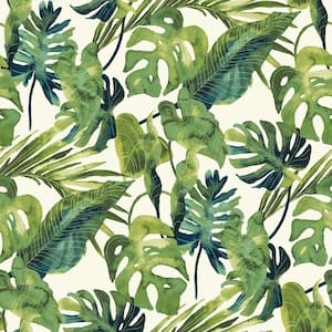 Falling Fronds Aloe Tropical Palm Vinyl Peel and Stick Wallpaper Roll ( Covers 30.75 sq. ft. )