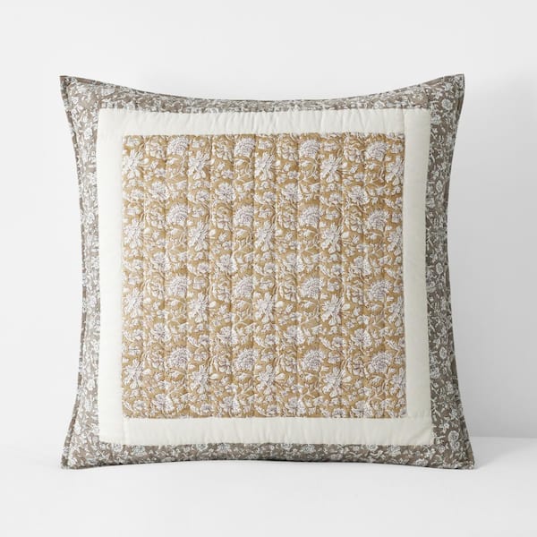 The Company Store Company Cotton Sneha Floral Patchwork Quilted Beige Multi Cotton Euro Sham