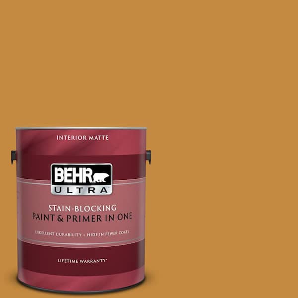 BEHR ULTRA 1 gal. #UL150-1 Golden Leaf Matte Interior Paint and Primer in One