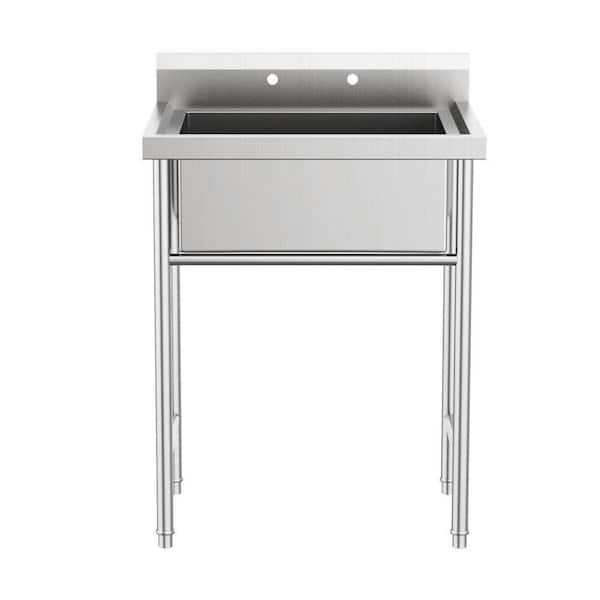 Silver 29 in. Single Bowl Drop-In Workstation Stainless Steel Sink