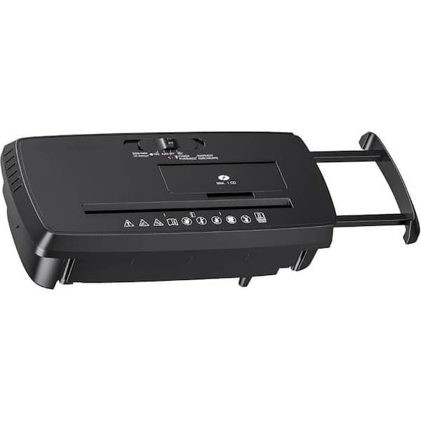 8-Sheet Strip Cut Paper, CD, and Credit Card Shredder, Compact, No Basket, Portable with Extendable Arm, Black