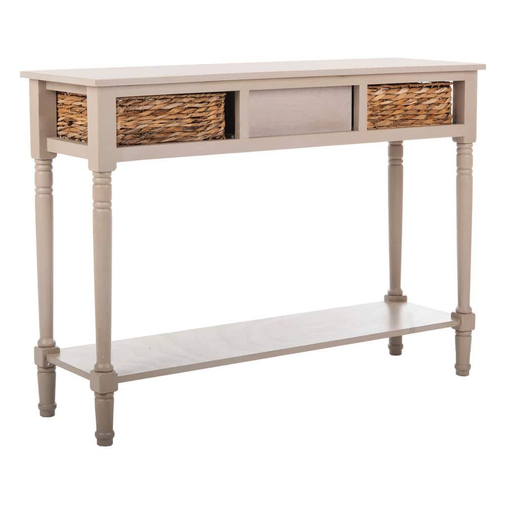 Christa Vintage Grey Wood Console Table with Storage