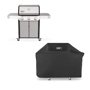 Genesis S-315 3-Burner Liquid Propane Gas Grill in Stainless Steel with Grill Cover