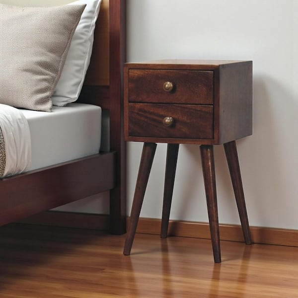 Walnut 2 Drawer 11.80 in. Nightstand