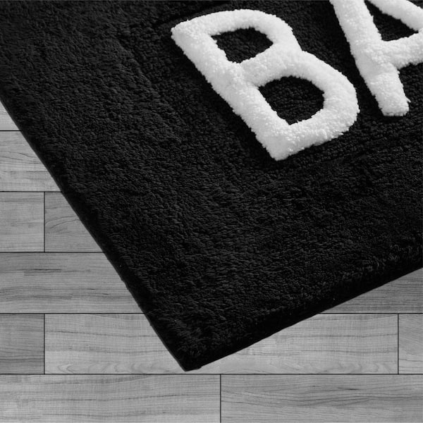 Cotton Bath 21 in. x 34 in. Black Bath Rug