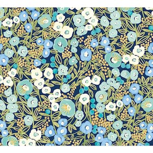 Flora Ditsy Blue Garden Floral Paper Washable Wallpaper Roll