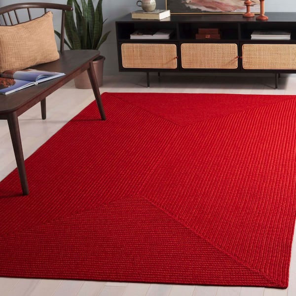 Braided Rust/Red 4 ft. x 4 ft. Machine Washable Geometric Solid Square Area Rug
