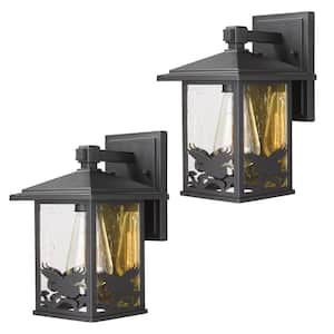 1-Light Black Aluminum Hardwired Waterproof Outdoor Lighting Fixture Wall Lantern Sconce with No Bulbs Included
