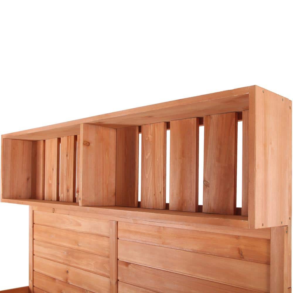 Natural Wooden Outdoor Garden Potting Bench with Storage Shelves