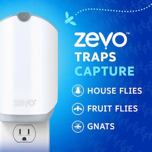 Indoor Flying Insect Trap for Fruit flies, Gnats, and House Flies (1 Plug-In Base + 1 Refill Cartridge)
