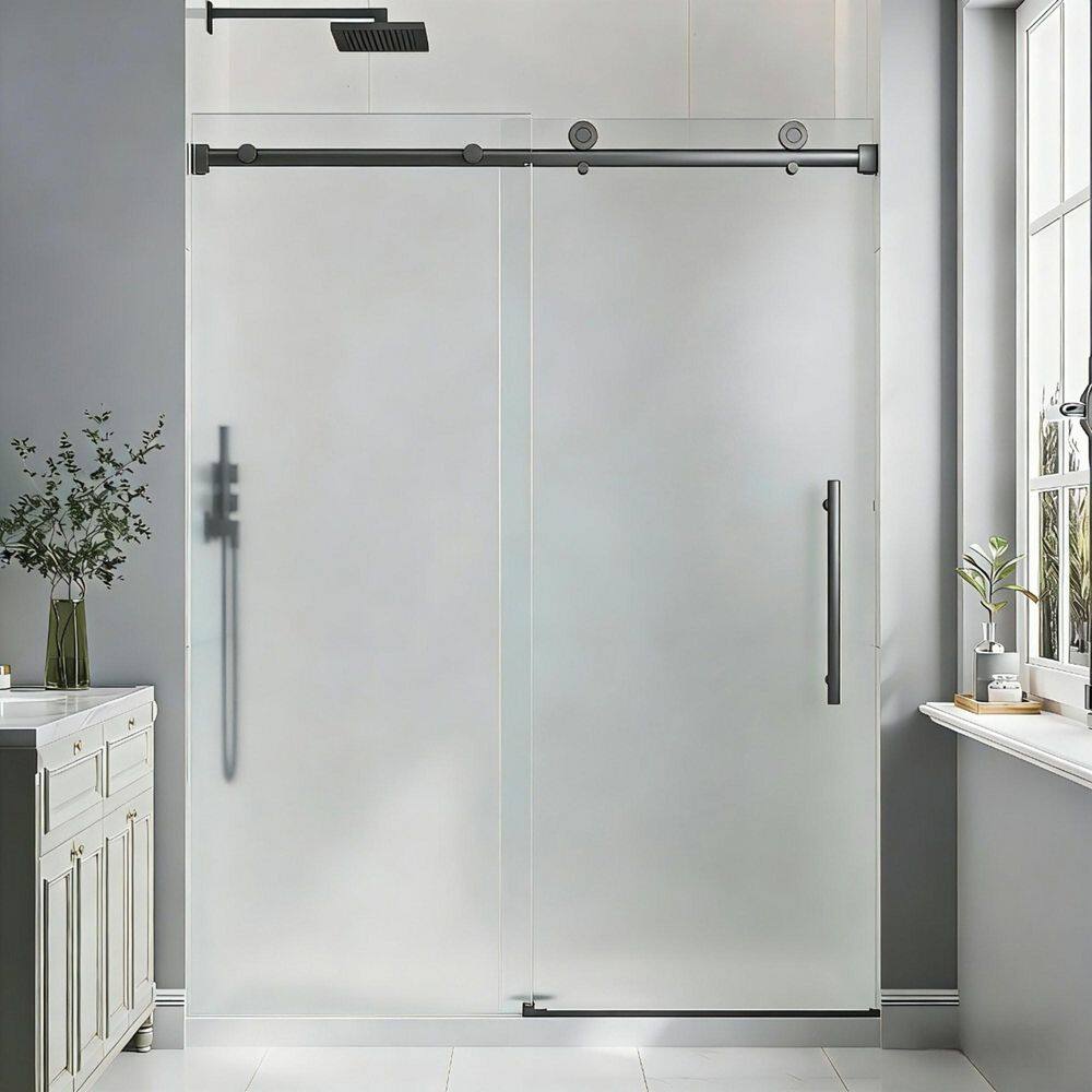 56-61 in. W x 76 in. H Single Sliding Frameless Shower Door Gungray 3/8 in. Frosted Glass for Walk-in Showers price history on PriceWatchPro