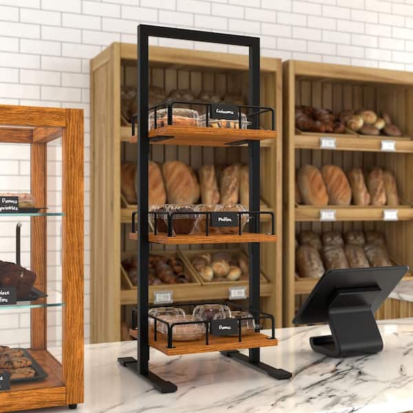 12 in. 3-Tier Wooden Bakery, Supermarket and Cafe Display Case