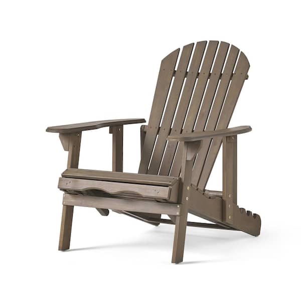 Misopily Gray Reclining Acasia Wood Adirondack Chair for Outdoor Seating