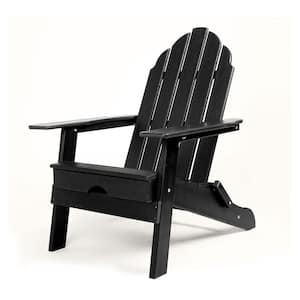 Black HDPE Outdoor Patio Adirondack Chair 1-Piece