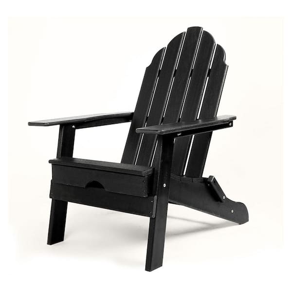 Sudzendf Black HDPE Outdoor Patio Adirondack Chair 1-Piece