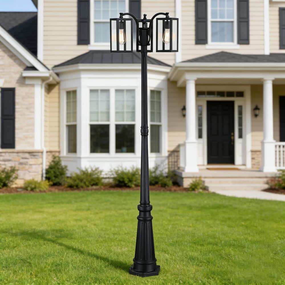80.2 in. H 3-Light Matte Black Aluminum Weather Resistant Post Light Set with No Bulbs Included price history on PriceWatchPro